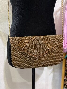 Beautiful Vintage DeLill Beaded Gold Evening Clutch, 1950s to 1970’s collection